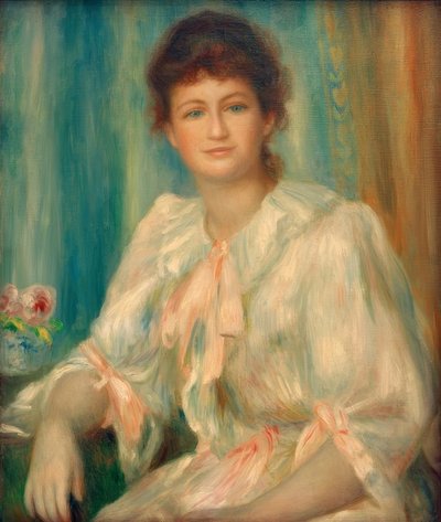 Retrato de una joven en blanco de Pierre Auguste Renoir