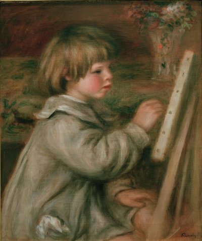 Retrato de Claude Renoir pintando. Claude en el caballete de Pierre Auguste Renoir