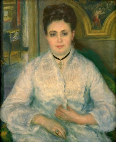 Retrato de Madame Victor Choquet en blanco de Pierre Auguste Renoir