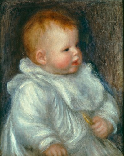 Retrato de Coco contra un fondo azul de Pierre Auguste Renoir