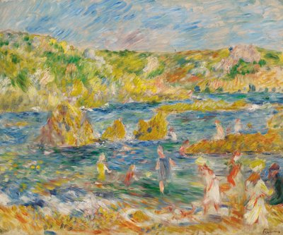 Rocas de Guernesey con personajes Playa en Guernesey, 1883 de Pierre Auguste Renoir