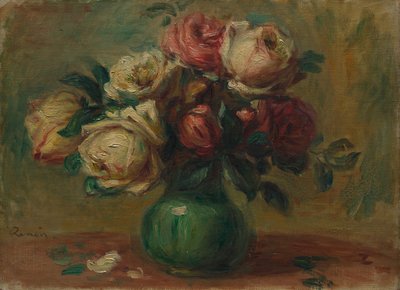 Rosas en un jarrón, c. 1890 de Pierre Auguste Renoir