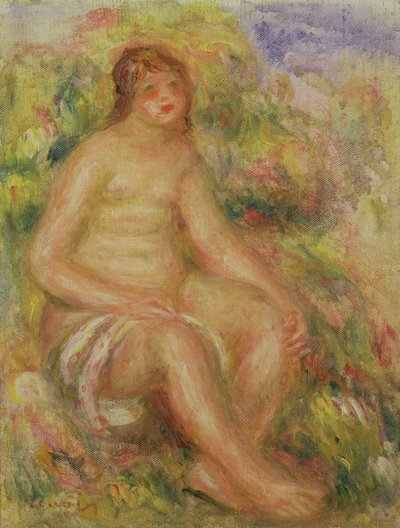 Desnudo sentado en el paisaje de Pierre Auguste Renoir