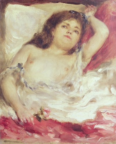 Mujer semidesnuda en la cama: La rosa, antes de 1872 de Pierre Auguste Renoir