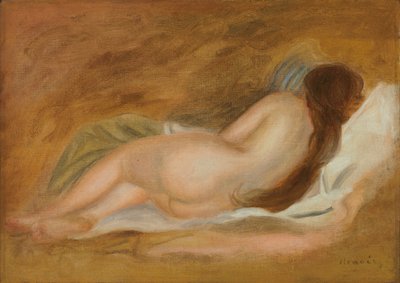 Desnudo durmiendo, vista trasera, fondo ocre; Nu Couche, vu de Dos, sur fond Ocre, c.1885 de Pierre Auguste Renoir