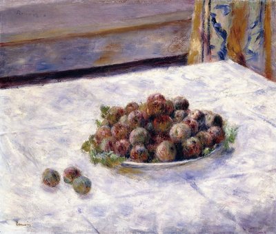 Naturaleza Muerta, Ciruelas en un Plato, c.1884 de Pierre Auguste Renoir