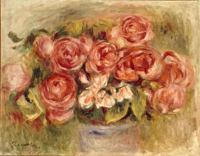 Naturaleza muerta de rosas en un jarrón de Pierre Auguste Renoir