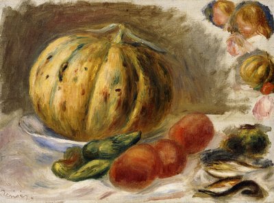 Naturaleza muerta con melón y tomates, c.1900 de Pierre Auguste Renoir