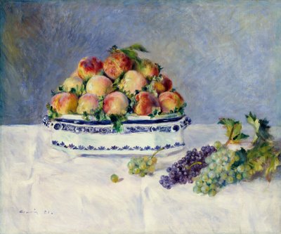 Naturaleza muerta con melocotones y uvas, 1881 de Pierre Auguste Renoir