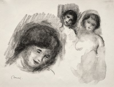 Piedra con tres bocetos de Pierre Auguste Renoir