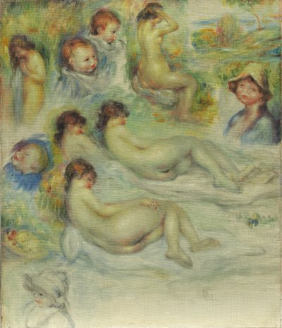Estudios de Pierre Renoir, su Madre, Aline Charigot, Desnudos y Paisaje de Pierre Auguste Renoir