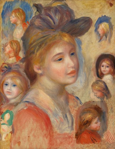 estudio de las cabezas de las niñas de Pierre Auguste Renoir