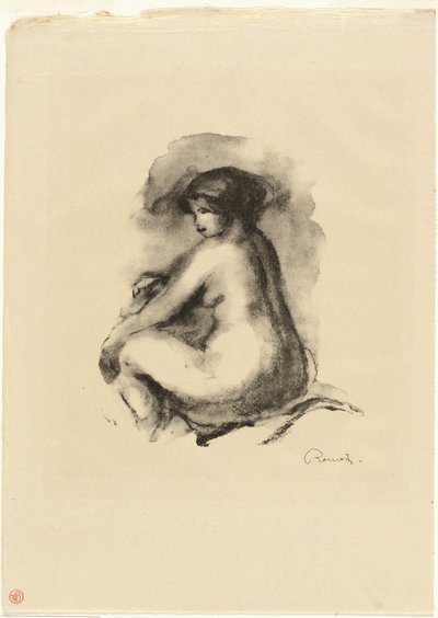 Estudio de mujer desnuda sentada de Pierre Auguste Renoir