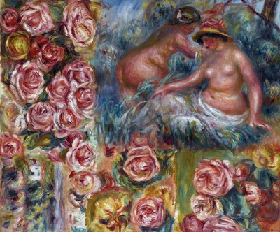 Estudio de figuras femeninas desnudas y flores de Pierre Auguste Renoir