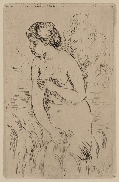 La bañista, c.1890 (aguafuerte de tinta sobre papel) de Pierre Auguste Renoir