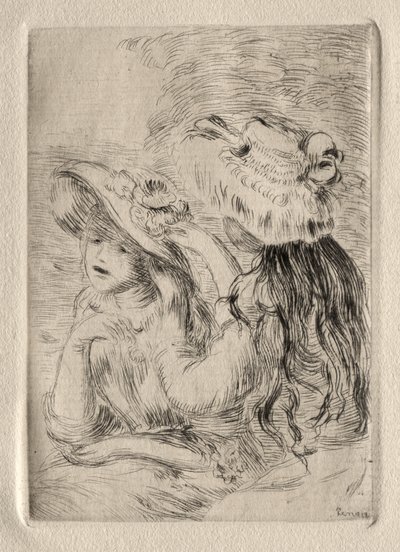 El alfiler de sombrero (La hija de Berthe Morisot y su prima), 1ª placa de Pierre Auguste Renoir