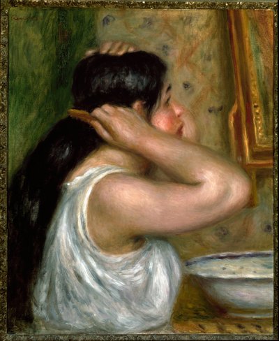 El tocador: mujer pintándose de Pierre Auguste Renoir