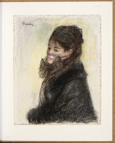 La mujer velada, c.1877-79 (tiza, pastel, papel) de Pierre Auguste Renoir