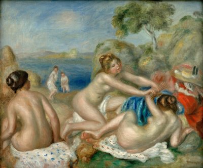 Tres bañistas con cangrejo de Pierre Auguste Renoir