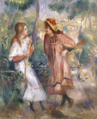 Dos niñas en el jardín de Montmartre, 1895 de Pierre Auguste Renoir