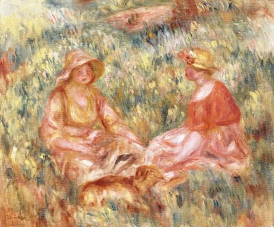 Dos mujeres en la hierba, c.1910 de Pierre Auguste Renoir