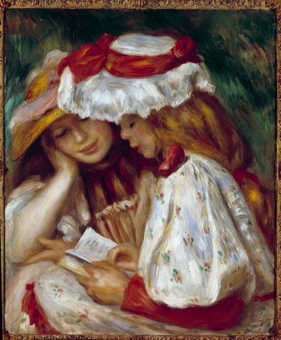 Dos jóvenes leyendo. Pintura de Pierre Auguste Renoir (1841-1919) de Pierre Auguste Renoir