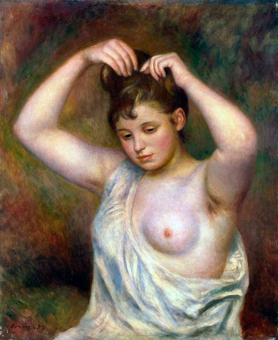 Mujer arreglándose el cabello, 1887 de Pierre Auguste Renoir