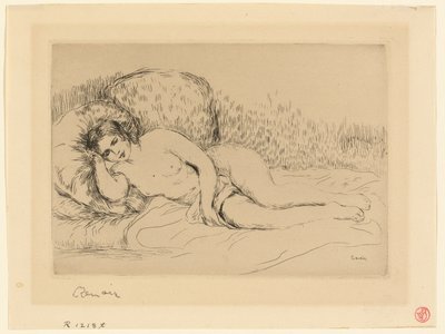 Mujer Reclining, a la Izquierda de Pierre Auguste Renoir