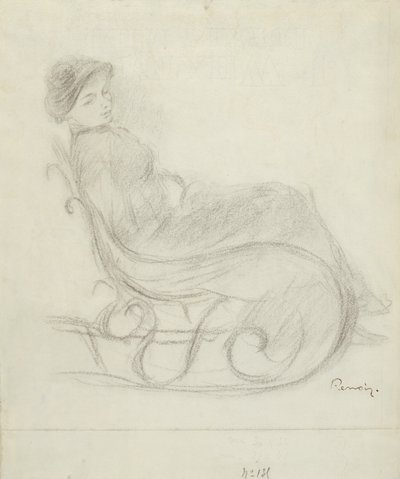 Mujer sentada en una silla (recto); Mujer en una silla, vista desde atrás (verso) de Pierre Auguste Renoir