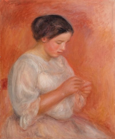 mujer cosiendo de Pierre Auguste Renoir