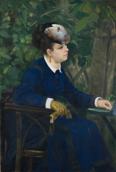 Mujer en un Jardín Mujer con Sombrero de Gaviota, 1868 de Pierre Auguste Renoir