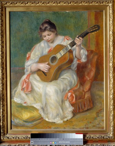 Mujer tocando la guitarra de Pierre Auguste Renoir