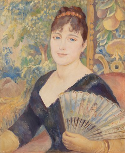 mujer con abanico de Pierre Auguste Renoir