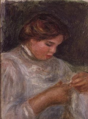 Mujer con tijeras de Pierre Auguste Renoir
