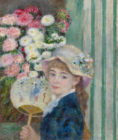 Mujer con abanico, c.1879 de Pierre Auguste Renoir