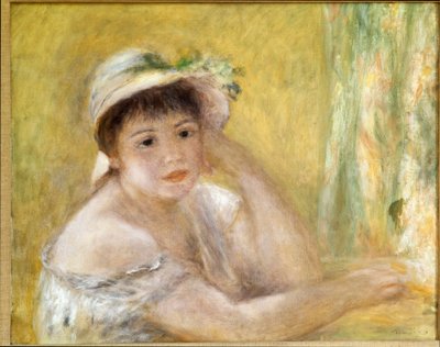 Mujer con sombrero de paja de Pierre Auguste Renoir