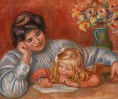 Lección de escritura de Pierre Auguste Renoir