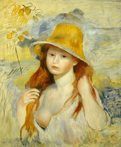 Niña con sombrero de paja, 1884 de Pierre Auguste Renoir