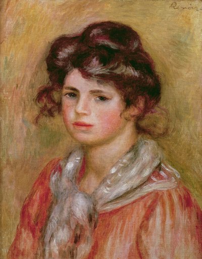 Niña con un pañuelo blanco de Pierre Auguste Renoir