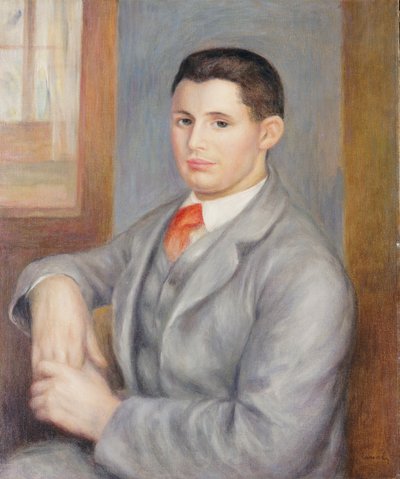Joven con corbata roja, 1890 de Pierre Auguste Renoir