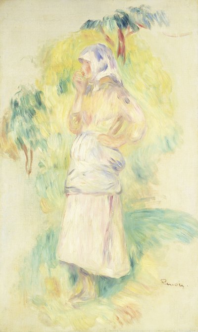 Joven campesina comiendo una manzana, c.1894 de Pierre Auguste Renoir