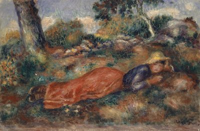 Joven mujer acostada en la hierba, ca 1890-1895 de Pierre Auguste Renoir
