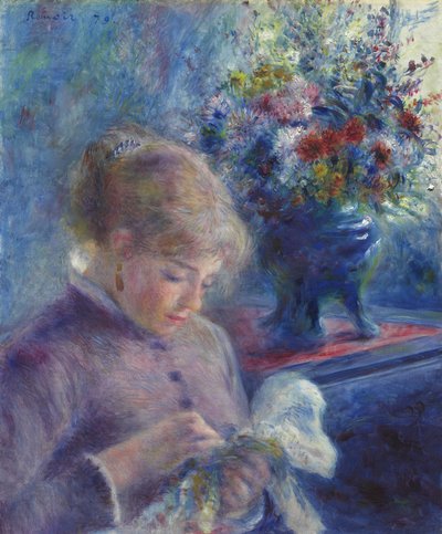 Joven mujer cosiendo, 1879 de Pierre Auguste Renoir