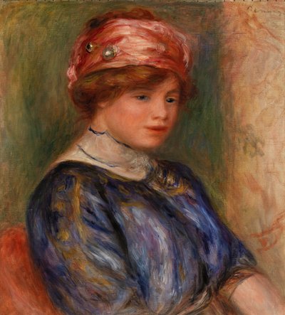 Mujer joven de azul, busto de Pierre Auguste Renoir