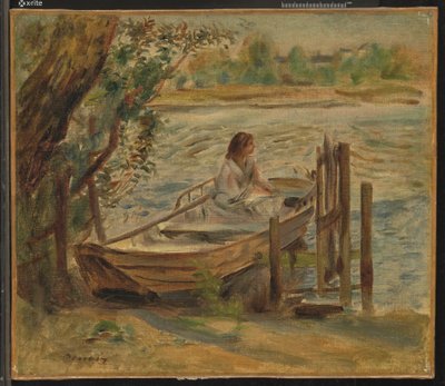 Mujer joven en un barco de Pierre Auguste Renoir
