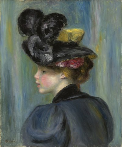 Joven con sombrero negro de Pierre Auguste Renoir