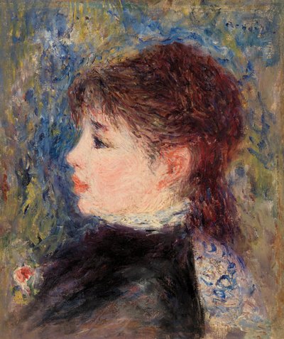 mujer joven con rosa de Pierre Auguste Renoir