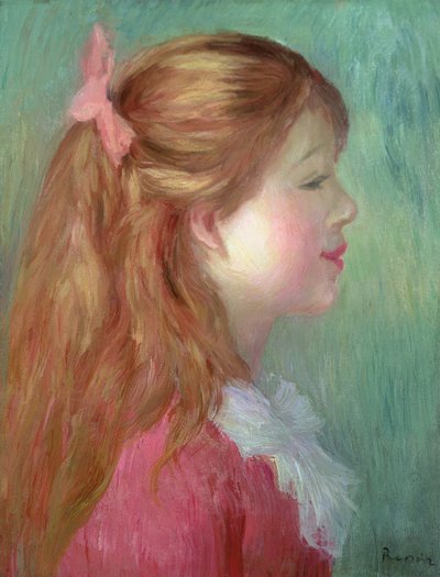 Niña joven con cabello largo de perfil, 1890 de Pierre Auguste Renoir
