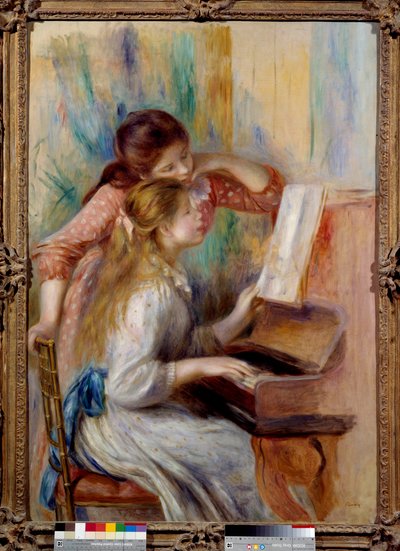 Jóvenes chicas al piano Estudio preparatorio por Pierre Auguste Renoir (1841-1919) 1892. Museo de la Orangerie, París de Pierre Auguste Renoir