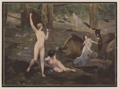 Las cazadoras (litografía en color) de Pierre Bellet